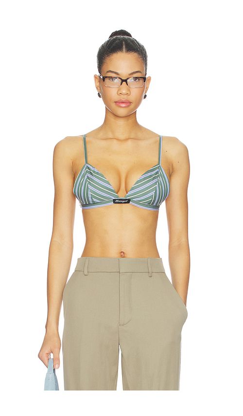 HOMMEgirls Shirting Bralette in Green,Blue. Größe L. Also in