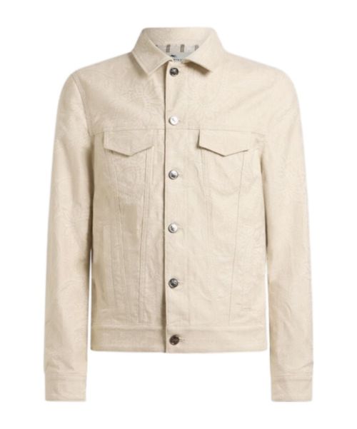 JACQUARD DENIM JACKET WITH LEAFY PAISLEY MOTIF