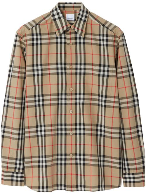 Vintage Check-pattern cotton shirt