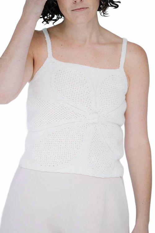 Crochet Flower Tank Top In Ivory