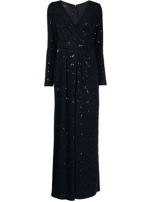 Sequin-embellished draped jumpsuit - Blue