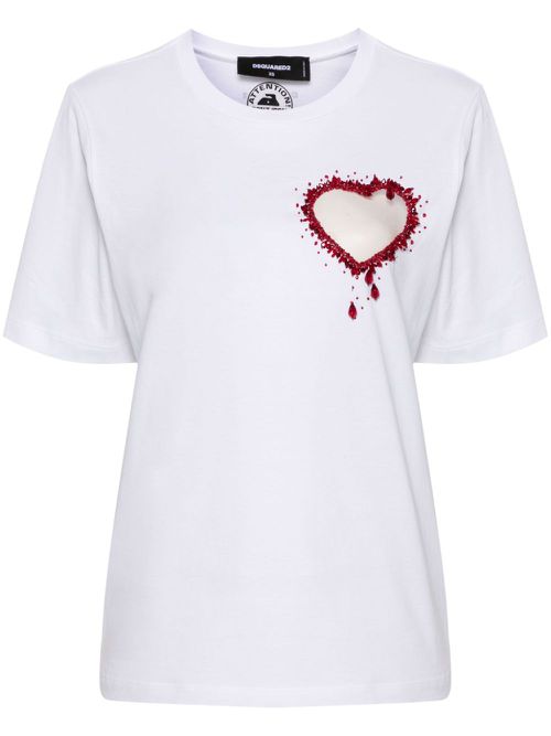 DSQUARED2 Crystal Heart Easy T-shirt - Wit