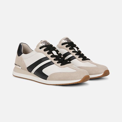 Lorena Lace Up Sneaker Wedges, Off White Fabric & Suede Leather