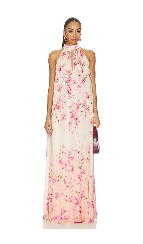 ROCOCO SAND Flared Maxi Dress in Peach. - XXL also in S, XS, M