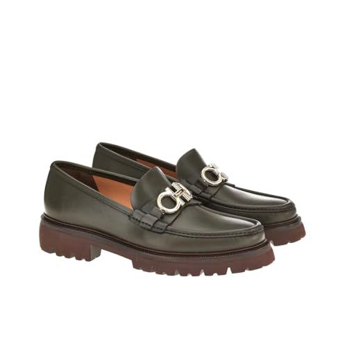 Salvatore Ferragamo Bleecker Mens Green Leather Slip On Loafer