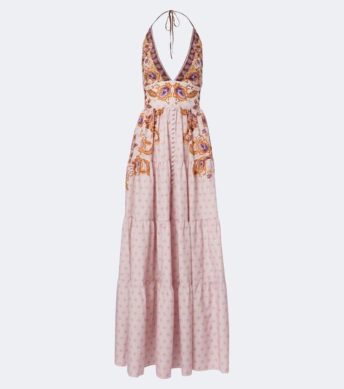 Clover printed cotton and silk maxi dress
