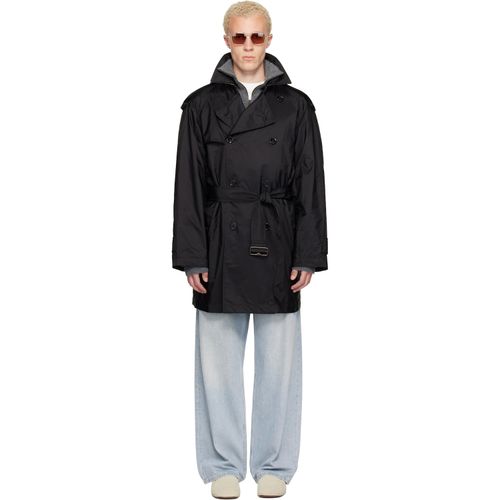 Black Mid-length Nylon Leadenham Trench Coat