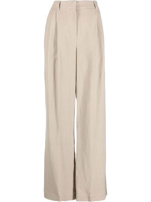 High-rise wide-leg trousers - Neutrals