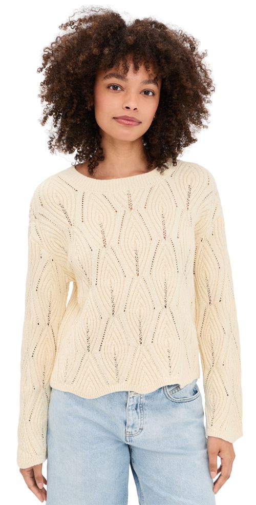 Crew Neck Long Sleeve Sweater Witherit Beige