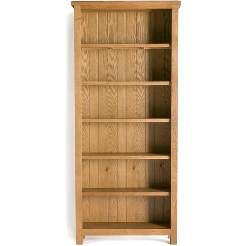 Surrey Oak Large Bookcase | 6 Tier Wooden Display Unit | Roseland
