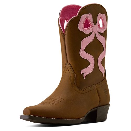 Kid's Lil Beaux D Toe Western Boots in Distressed Brown, B Medium Width, Size 10, by