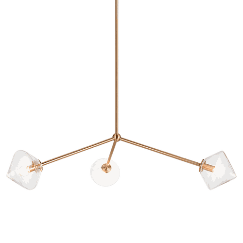 Aged Gold Brass Three Light Pendant from the Novo Collection