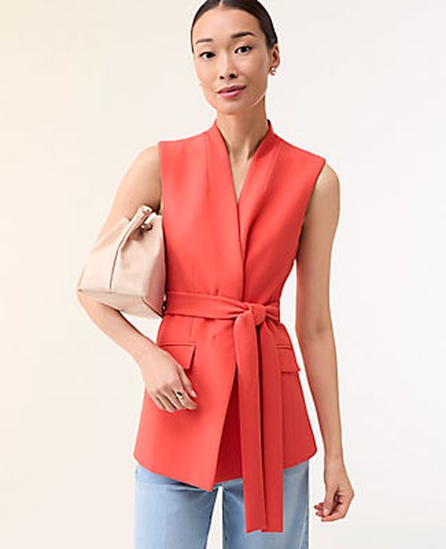 Ann Taylor The Petite Belted Long Vest