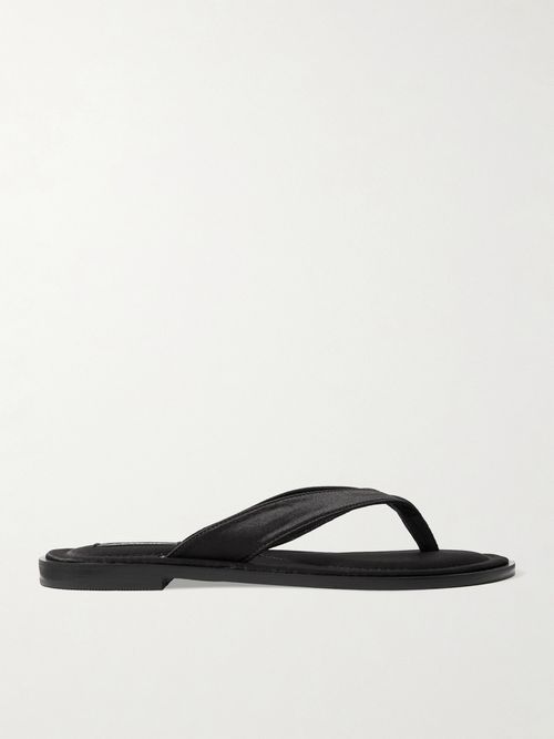 Morgan Satin Flip Flops - Black