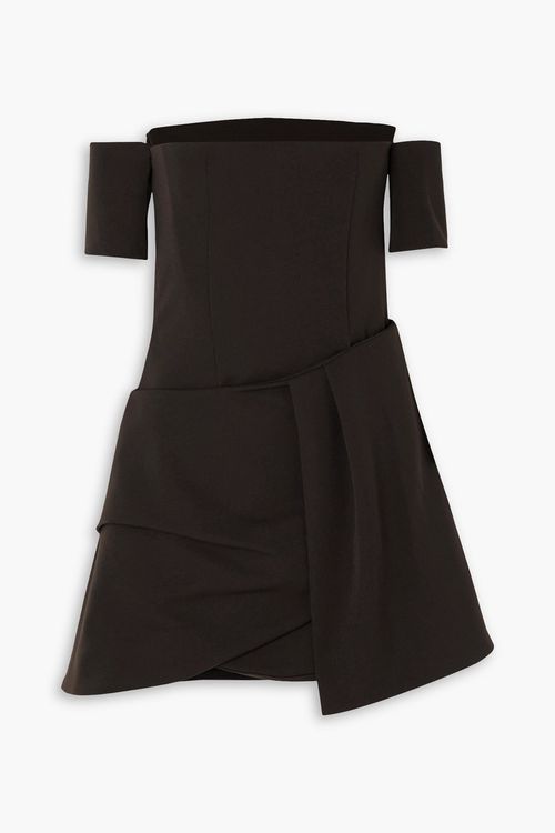 Skarla off-the-shoulder layered crepe mini dress