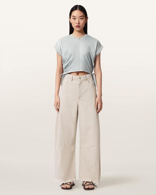 Mira Cropped Satin Drawcord T-Shirt