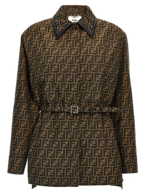 FF Logo Jacquard Jacket — Brown