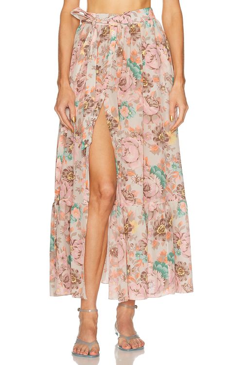 Chloe Silk Maxi Skirt in Muddy Grey - Blush,Grey.  42 also in 36