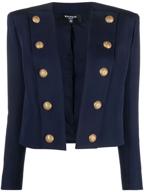 Cotton-blend fitted jacket - Blue