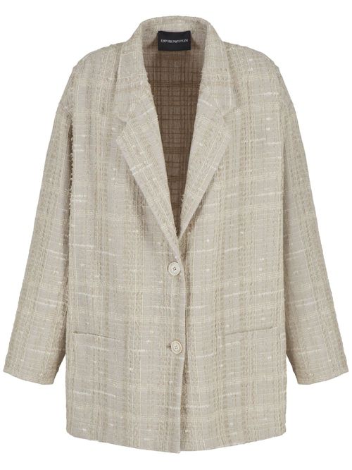 Single-breasted bouclé blazer - Neutrals
