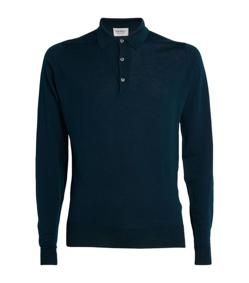 Merino Wool Long-Sleeved Polo Shirt