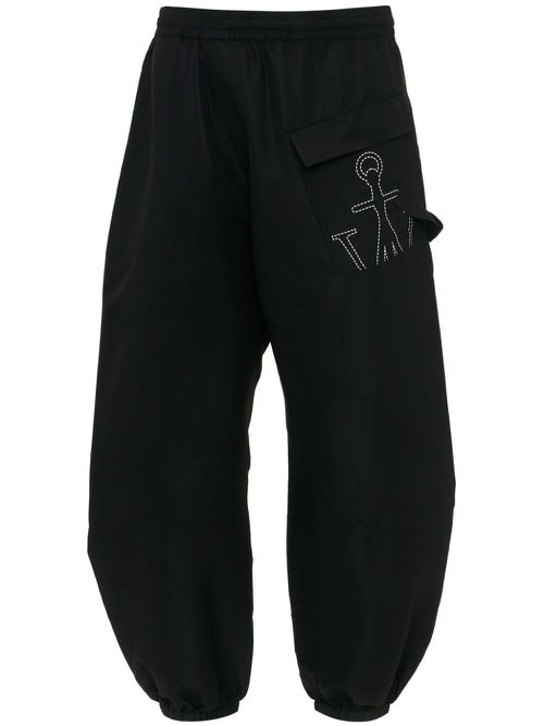 Twisted anchor-print track pants - Black