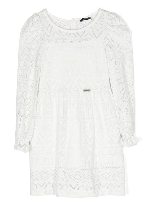 Embroidered cotton-blend midi dress - White