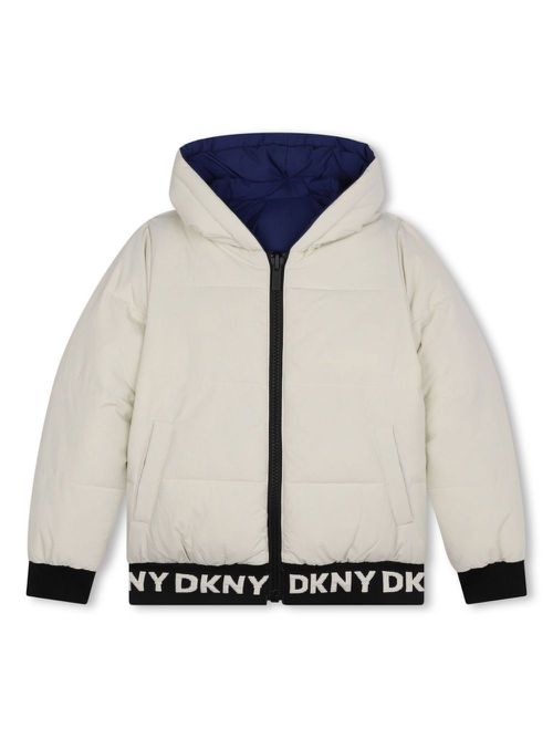 Logo-print reversible puffer jacket - Blue