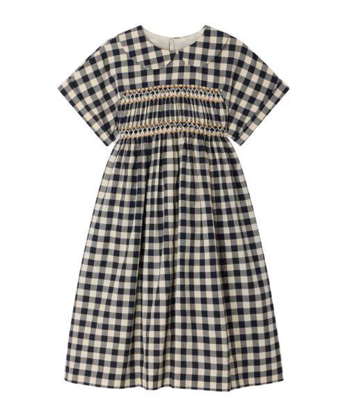 Lelou smocked and hand-embroidered dress