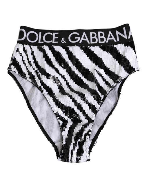 Striped High-Waist Brief — Black