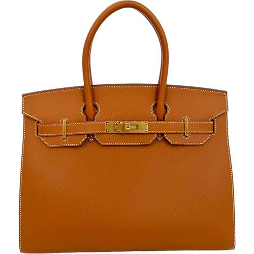 Hermes Pre-owned Womens Hermès Birkin 30 Gold Hardware in Brown Togo Leather - Mocha Calf Leather - One