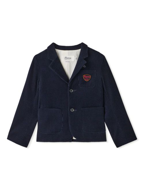 Logo-patch single-breasted blazer - Blue