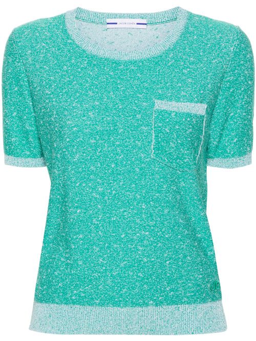 Speckle-knit short-sleeve T-shirt - Green