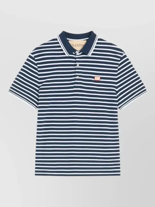 Valentino Garavani - vlogo patch cotton piqué striped polo