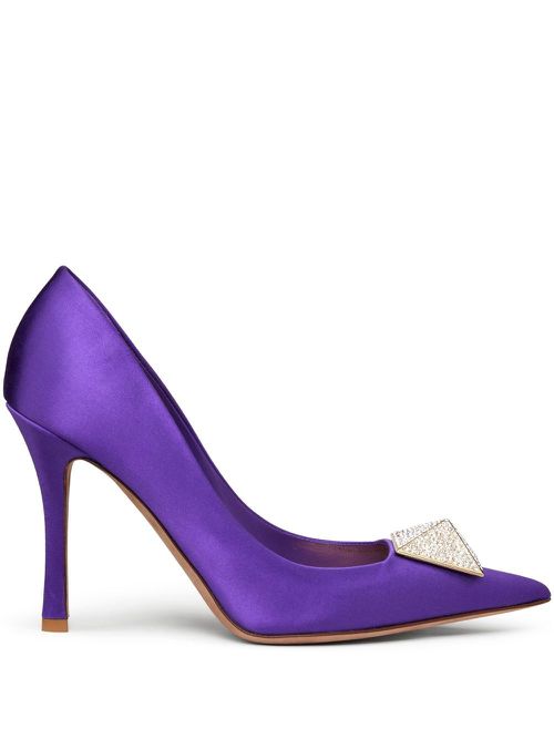 One Stud 100mm satin pumps - Purple