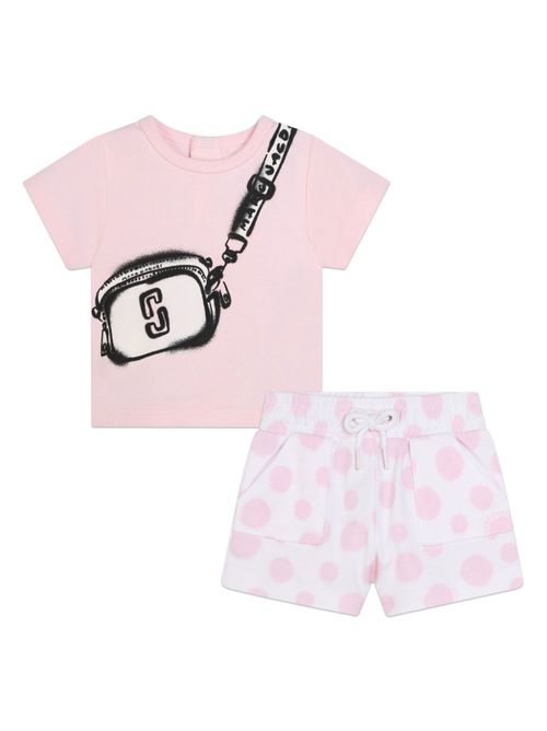 Graphic-print cotton shorts set - Pink