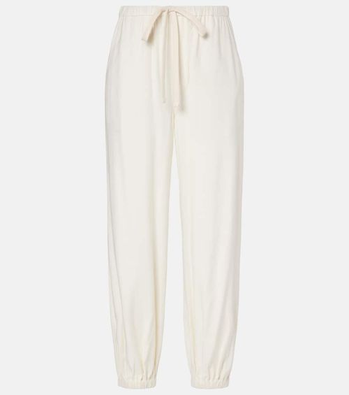 Bubble twill wide-leg pants