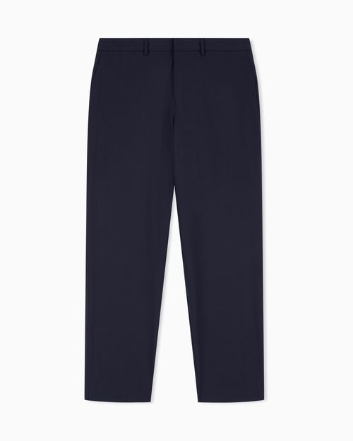Straight-leg wool blend trousers