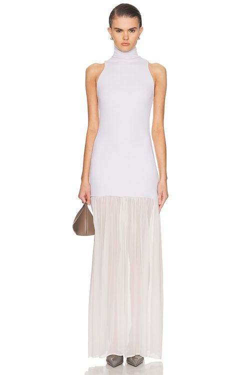 Enza Costa Airy Halter Turtleneck Dress in Mist - Cream. L also in M