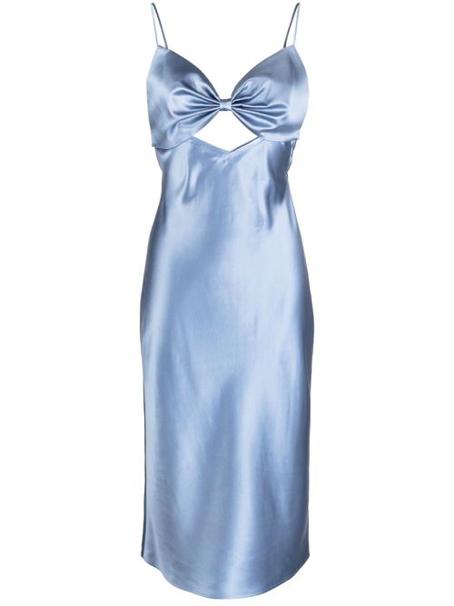 Bow-detailed silk midi dress - Blue