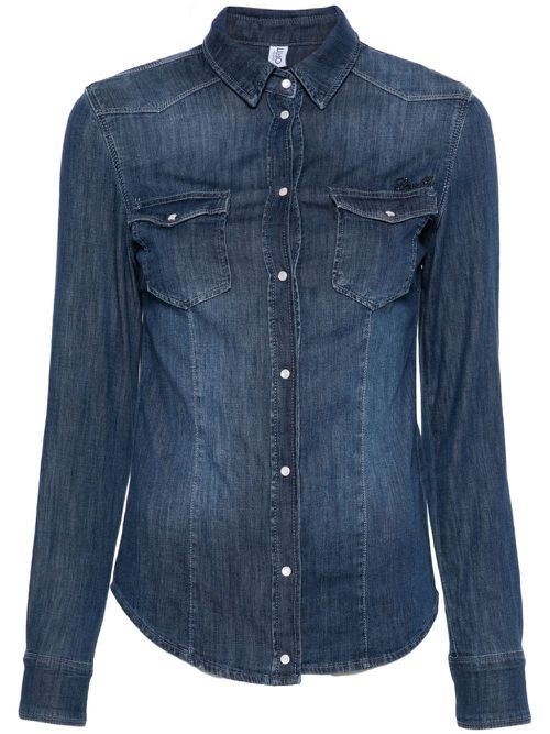 Logo-appliqué denim shirt - Blue