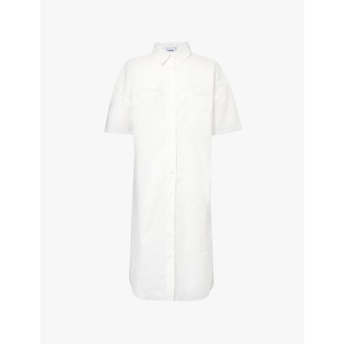 Womens White Patch-pocket Short-sleeve Cotton Midi Dress M