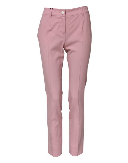 Virgin Wool Tapered High-Waist Trousers — Pink