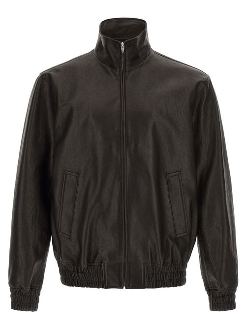 Black Solid Leather Jacket
