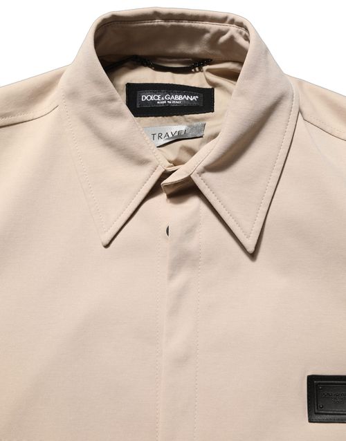 Logo Cotton-Blend Overshirt — Beige