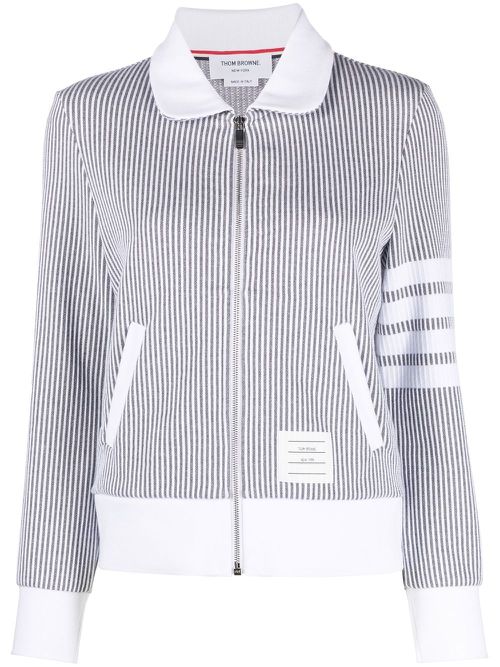 Zip-fastening seersucker jacket - Grey