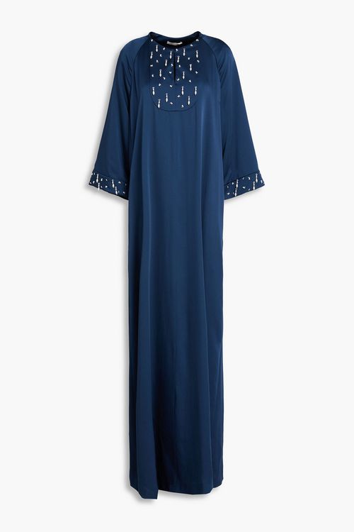 Arles embellished satin maxi dress - Blue - UK 14