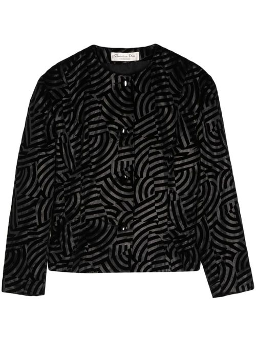 Geometric-print jacquard jacket - Black