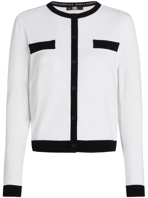 Contrasting-trim cardigan - White