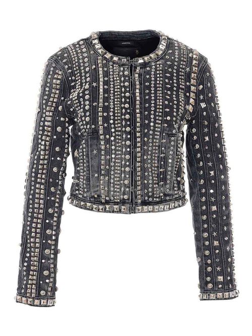 Black Studded Hook Denim Jacket